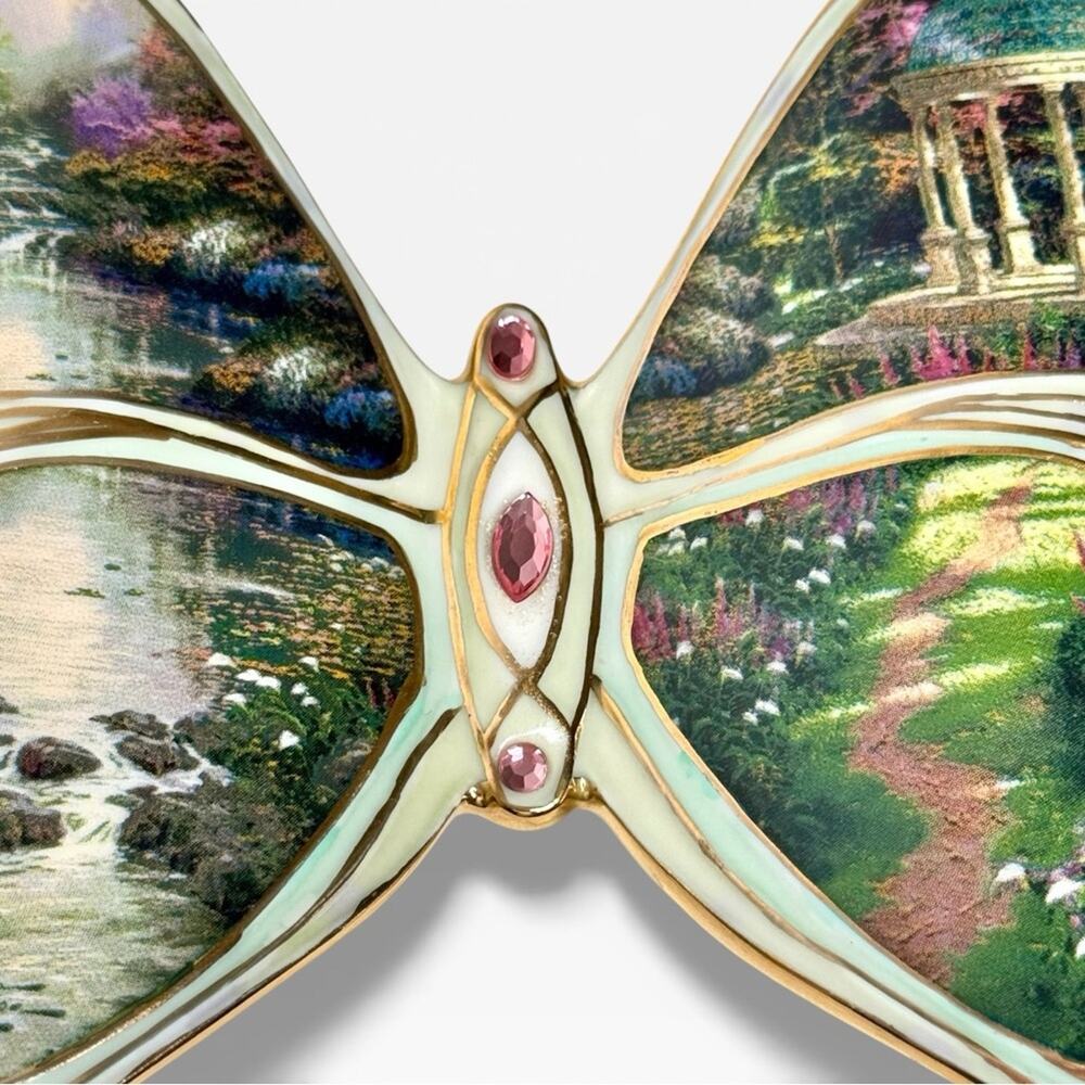Thomas Kinkade Porcelain Butterfly Garden of Prayer On Wings of Beauty 1st Issue - Picture 2 of 8